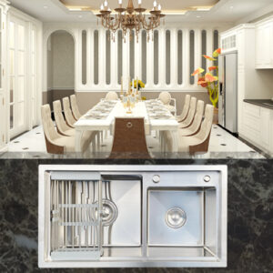 Chậu Rửa Inox HandMade 8245 Bậc Thang Lệch